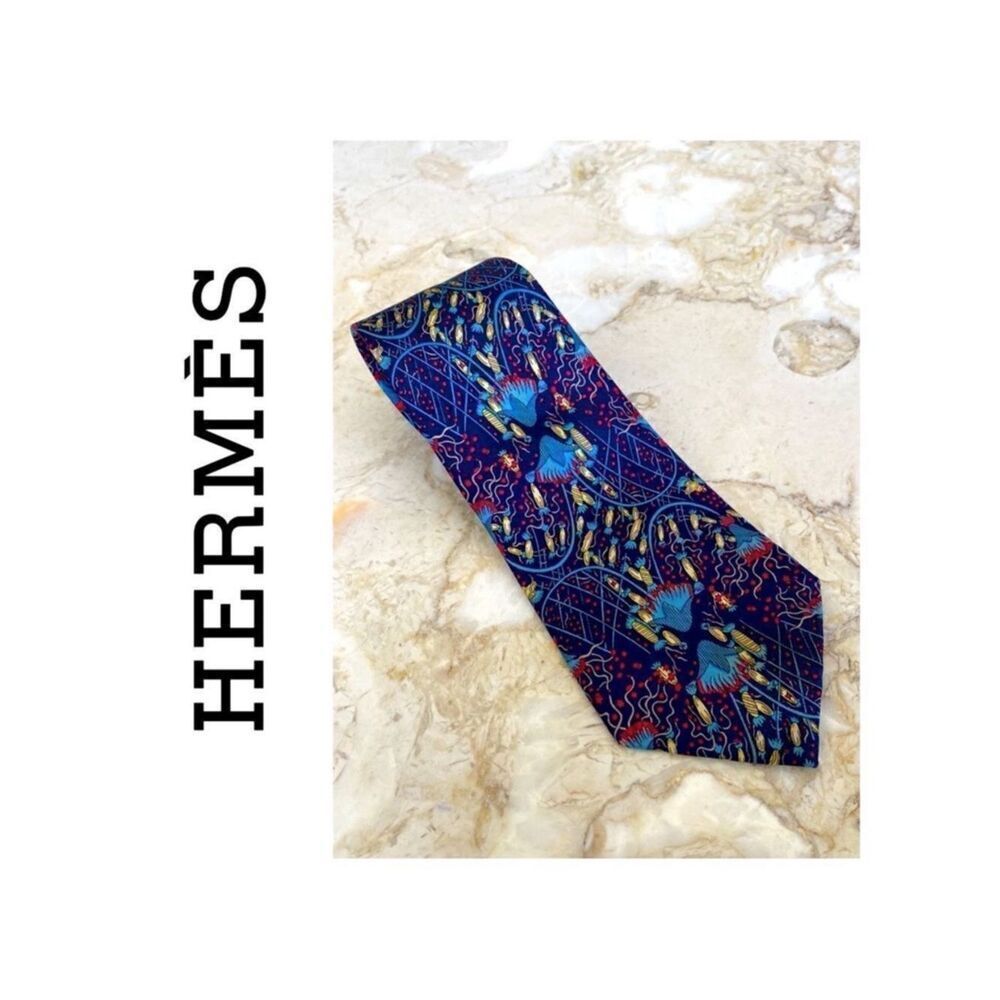 HERMES Silk Tie 7048 TA / 150th Anniversary Fireworks Feux d'Artifice Very Rare